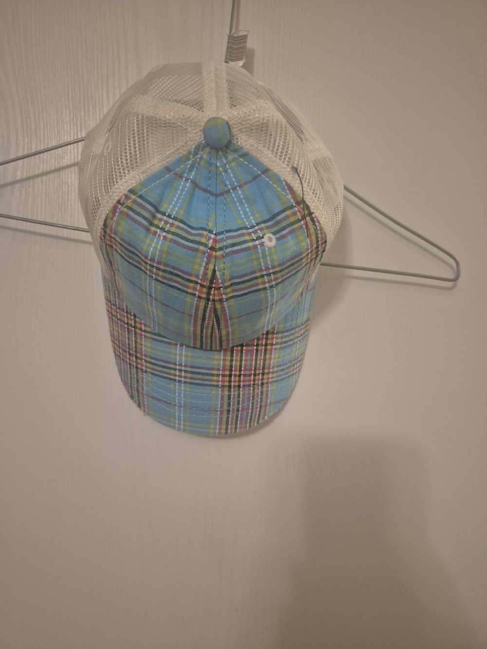 Womens  Blue Plaid Mesh Baseball Cap